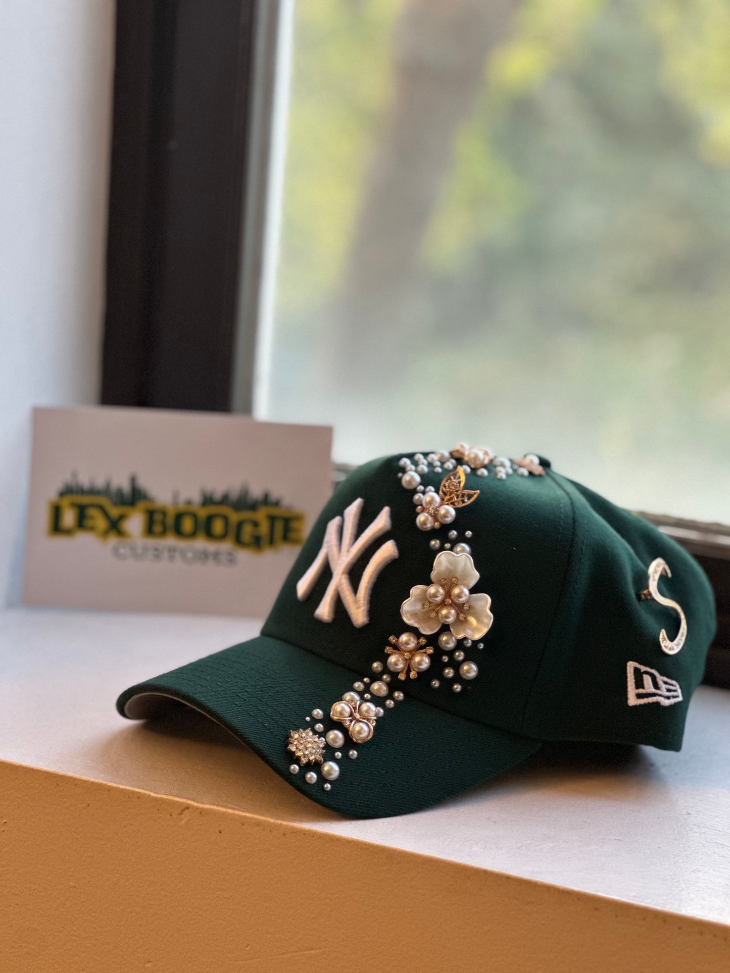 Green NY Pearl & Diamond Clustered Snapback